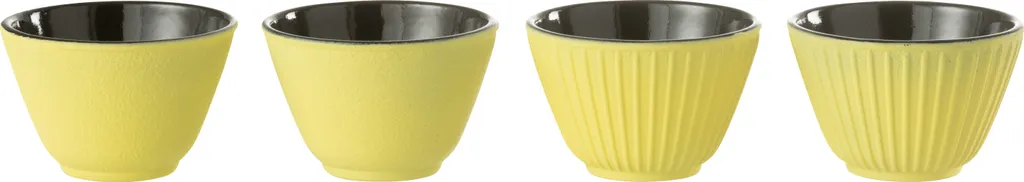Duo tasses à thé métal jaune J-Line incassables et faciles à nettoyer