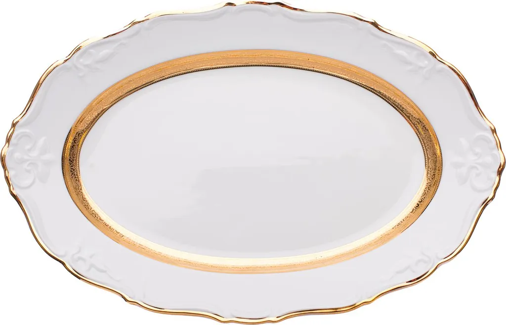 Thun 1794 Marie Louise Plat Ovale 36 cm Doré - Porcelaine de Bohême