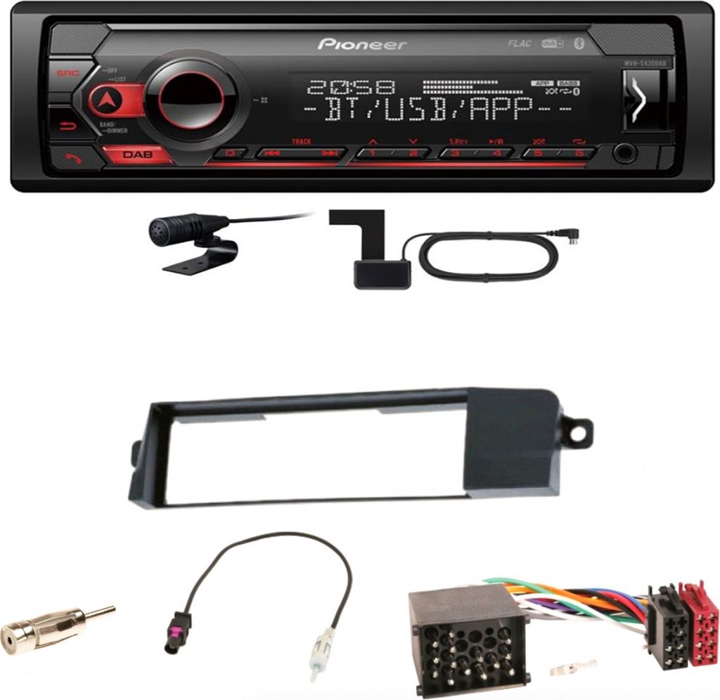 Pioneer MVH-S420DAB Bluetooth DAB+ AUX WAV Autoradio Einbauset für BMW 3er E46