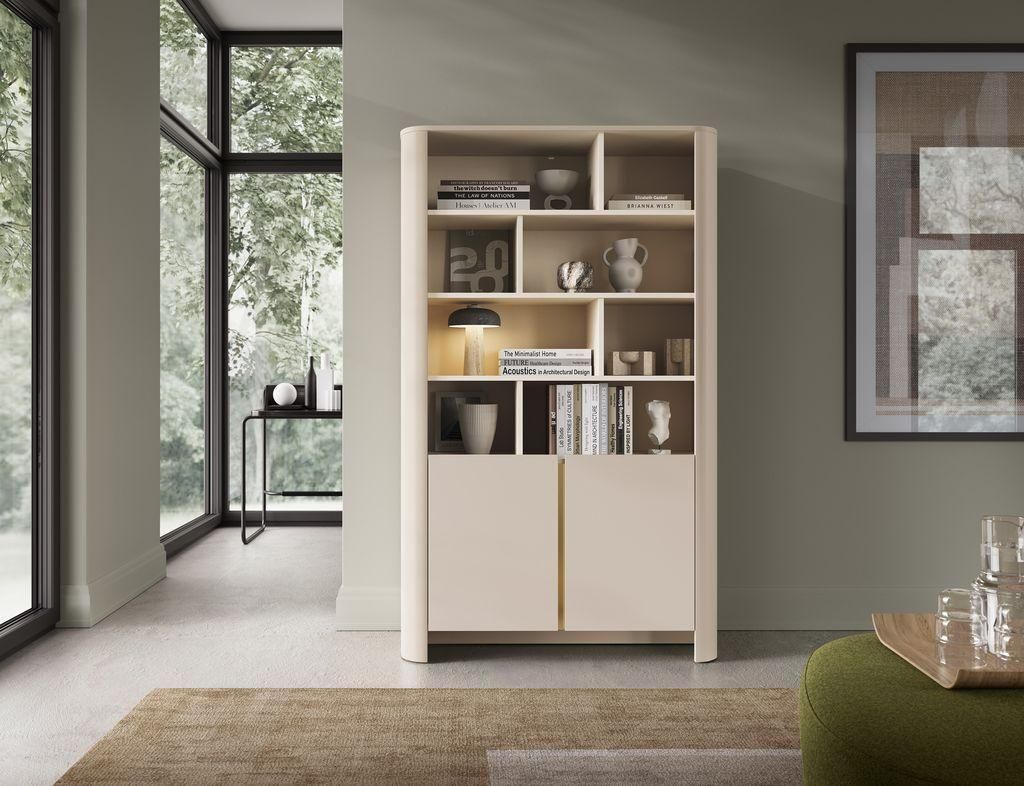 Kommode – Sideboard – RG103 – BARI – Kaschmir – Modernes Regal mit offenen Fächern & Türen