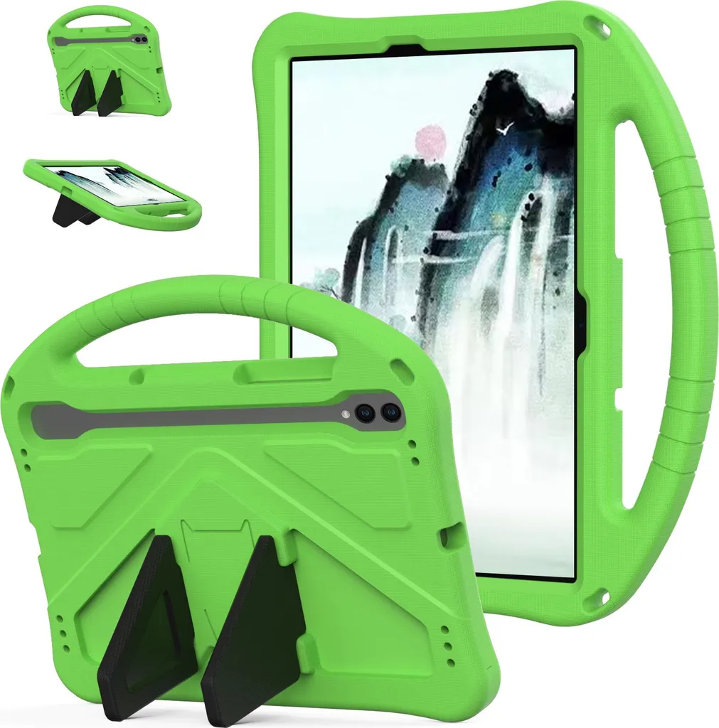 Custodia per bambini per Samsung Galaxy Tab S10 FE 10.9" 2025, custodia antiurto leggera in EVA con supporto pieghevole e maniglia verde