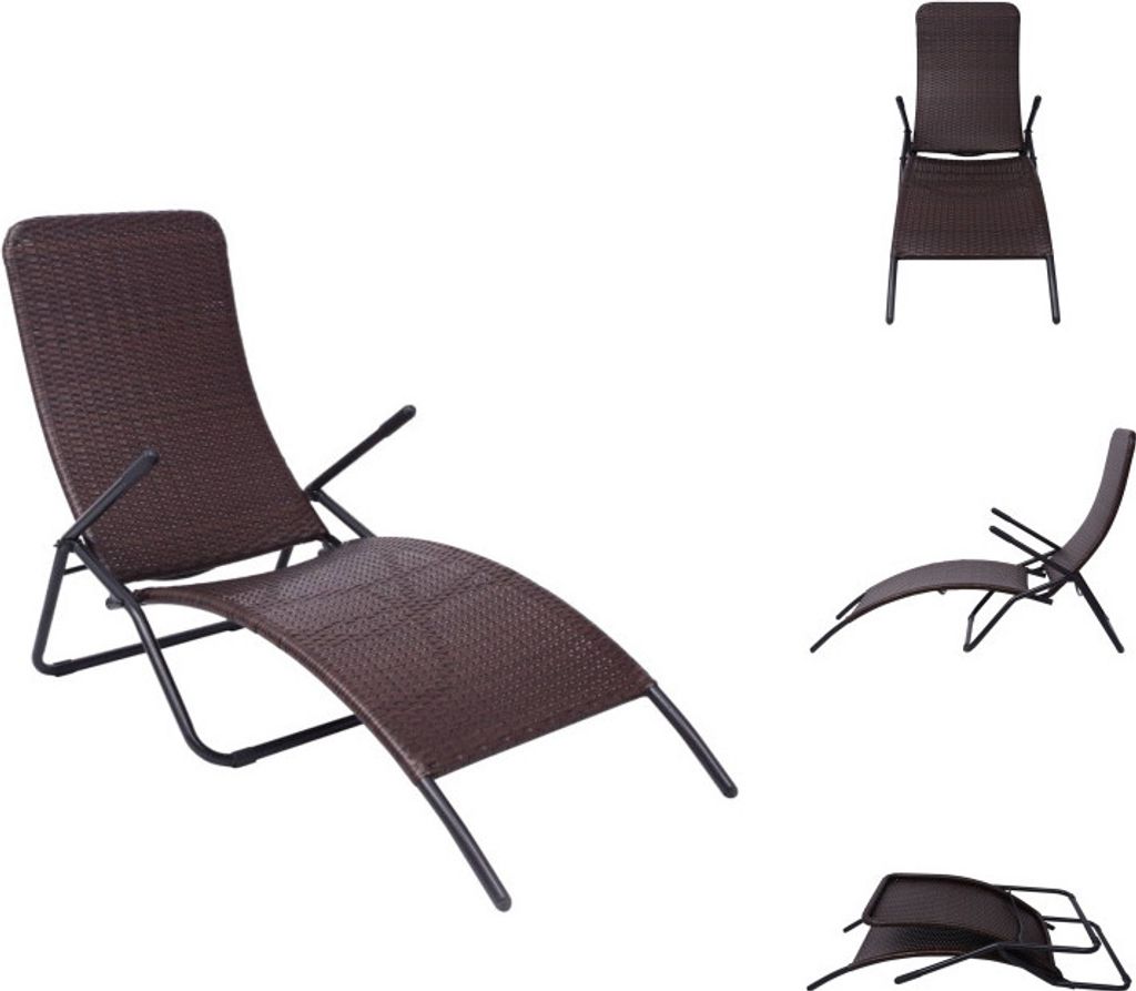 vidaXL Sonnenliege Klappbar Poly Rattan Braun - Sonnenliegen