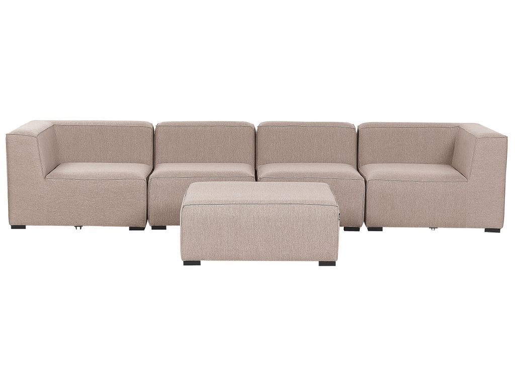 BELIANI Lounge Set Beige Polsterbezug Modular 4-teilig Linksseitig Ecksofa mit Ottomane Outdoor u. Indoor für 4 Personen Garten Terrasse Wintergarten