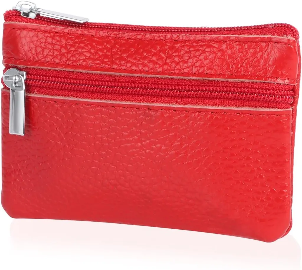 Piccolo Portachiavi Pelle Uomo e Donna | Portamonete Rosso in Vera Pelle