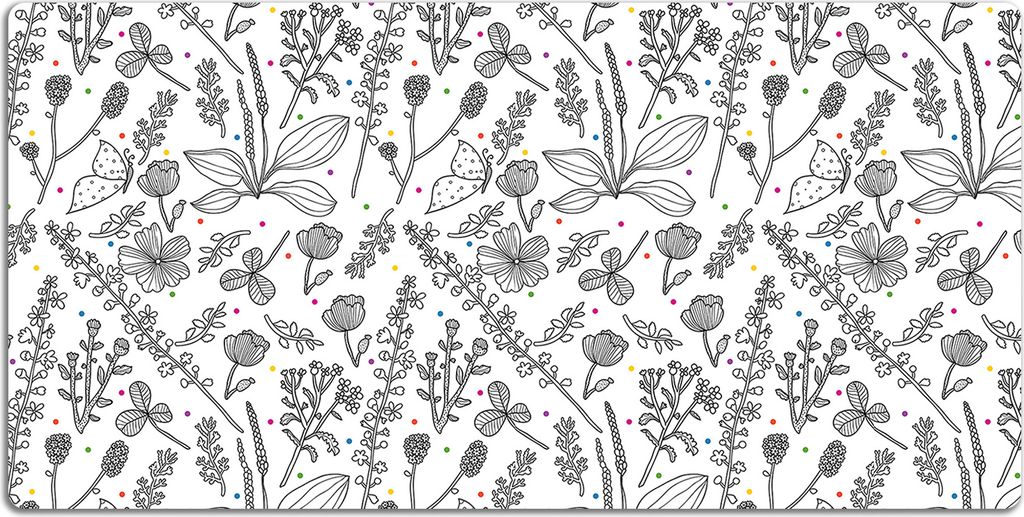 Schreibtischmatte Tischunterlage 100x50 cm Mauspad - Blumen und Punkte