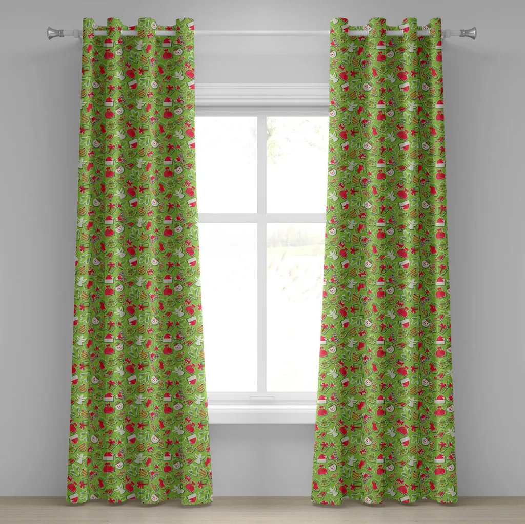 Paire de rideaux décoratifs Noël 280x245 cm style cartoon pour fenêtres