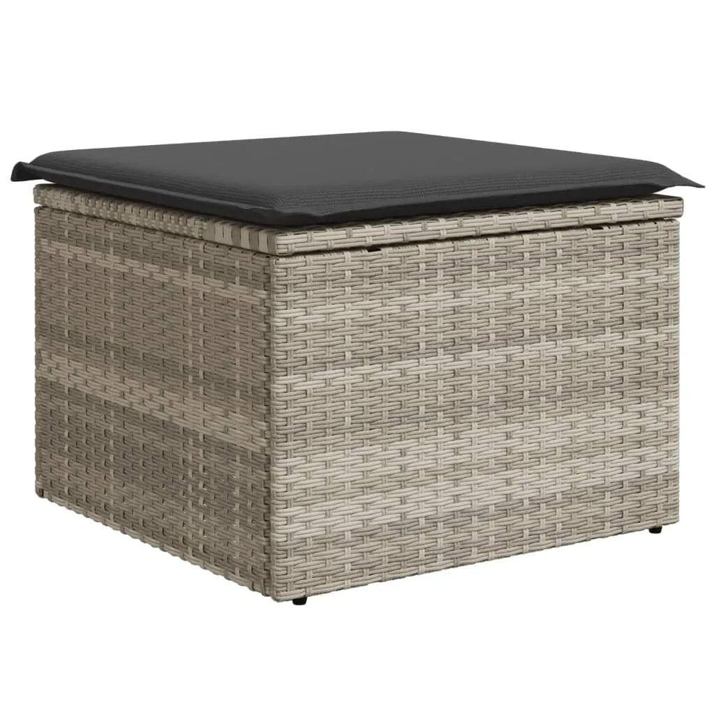 Sgabello da giardino con cuscino grigio chiaro 55x55x37 cm in poly rattan - 1