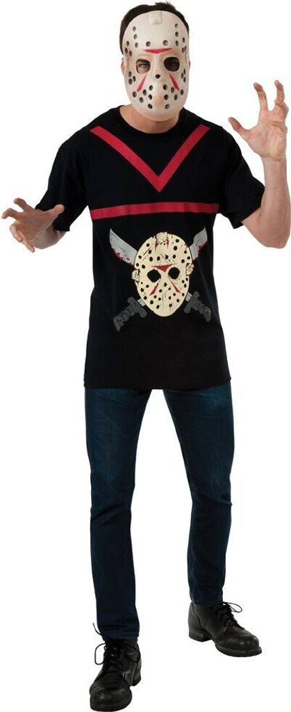 Jason Voorhees T-Shirt mit Maske, Größe:L