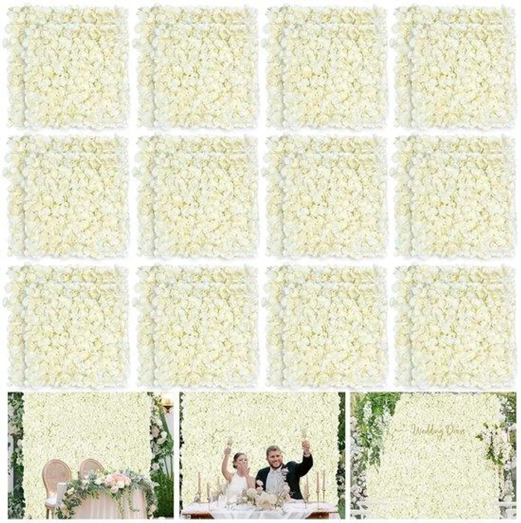 Fond de mur fleuri 38x38 cm pack de 12 avec fleurs haute densité 3D