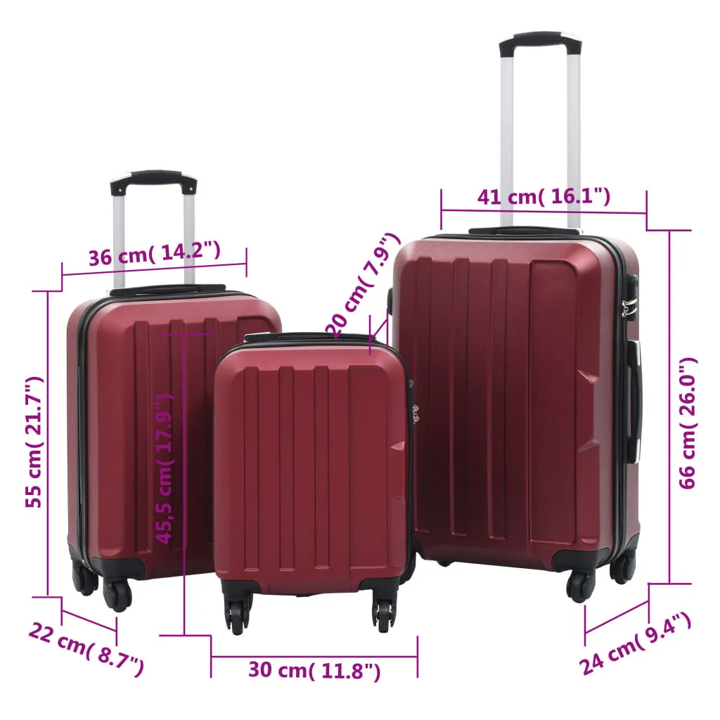 Trolleys Bordeaux ABS - Set de 3 valises incassables et multidirectionnelles - 9