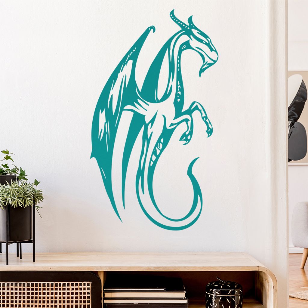 Mystischer Drachen Wandtattoo in 6 Größen - Wandaufkleber Wall Sticker - Dekoration, Küche, Wohnzimmer, Schlafzimmer, Badezimmer
