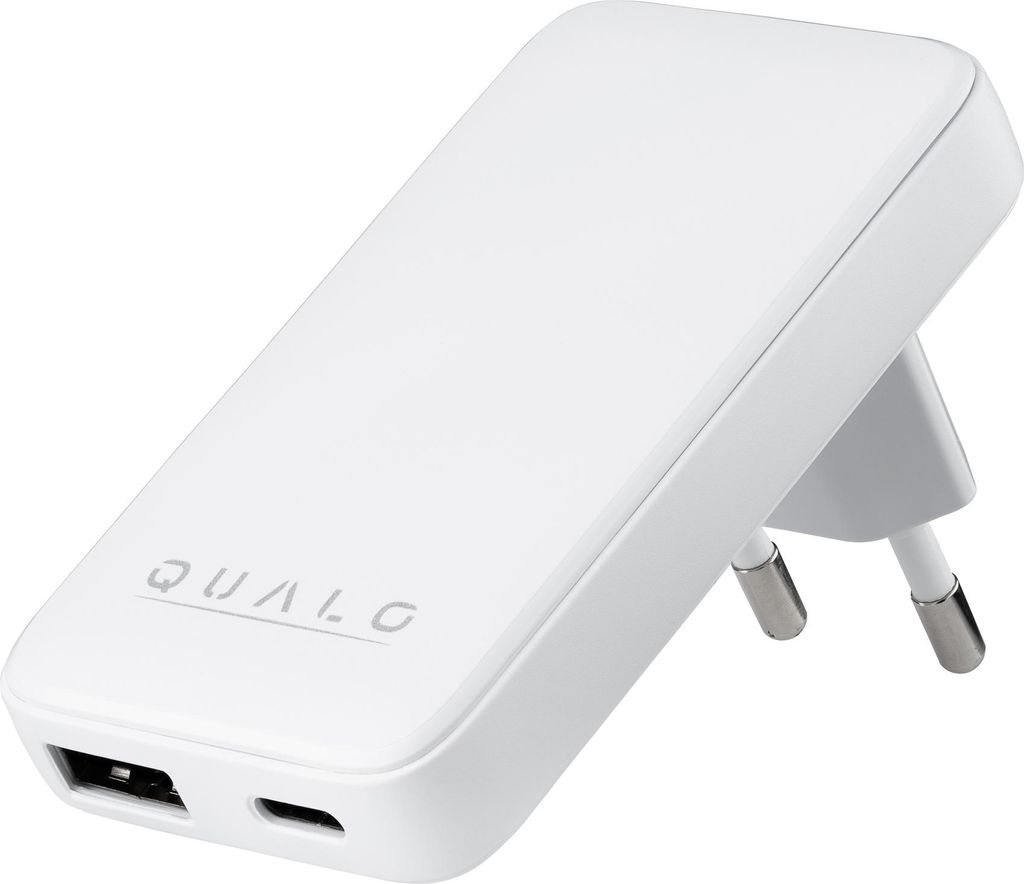QUALO GaN Ultra Slim Netzladegerät USB-A / USB-C PD 45W DualPort Weiß QLS-GN-US-AC-45-01