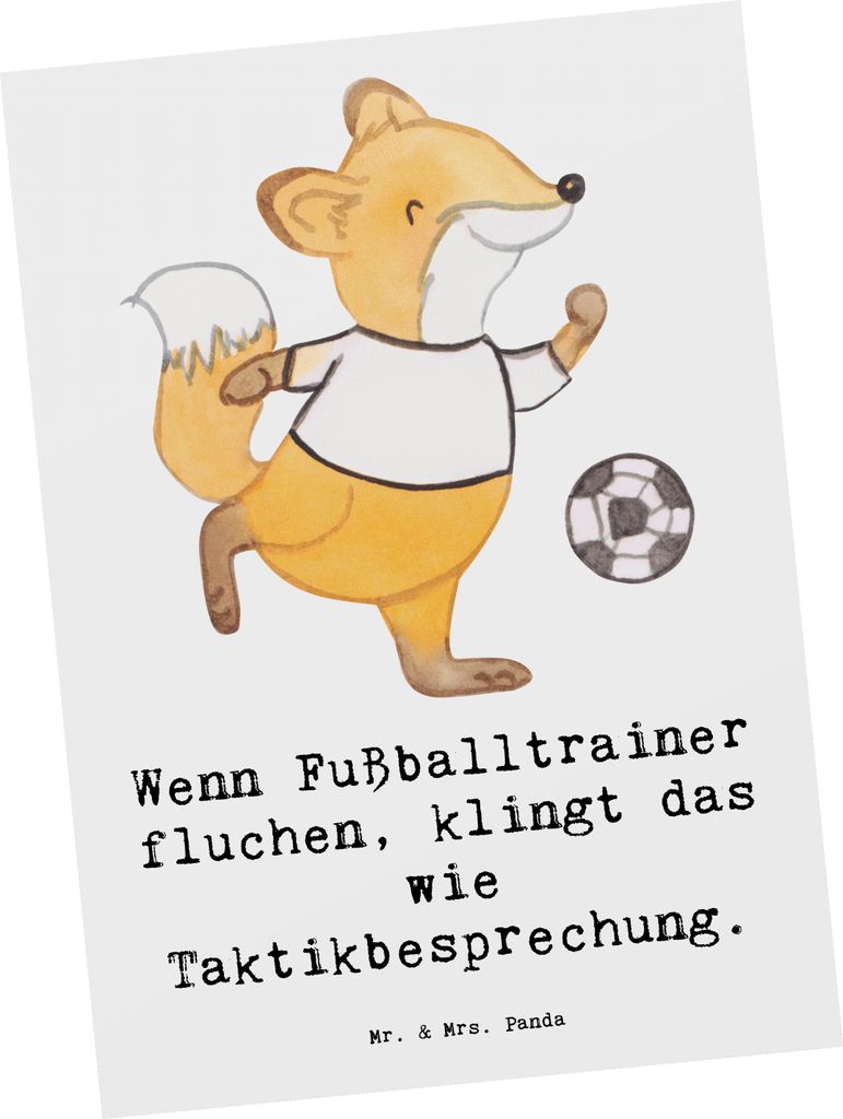 Mr. & Mrs. Panda Postkarte Fußballtrainer Taktik - Weiß - Geschenk, Ansichtskarten, Trainer, Taktikbesprechung Fluch, Grußkarte, Berufsprodukte,...