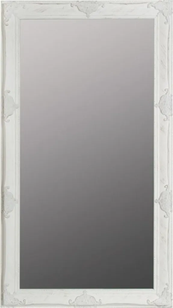 Miroir baroque blanc artisanal en bois massif ornementé 72 x 132 cm