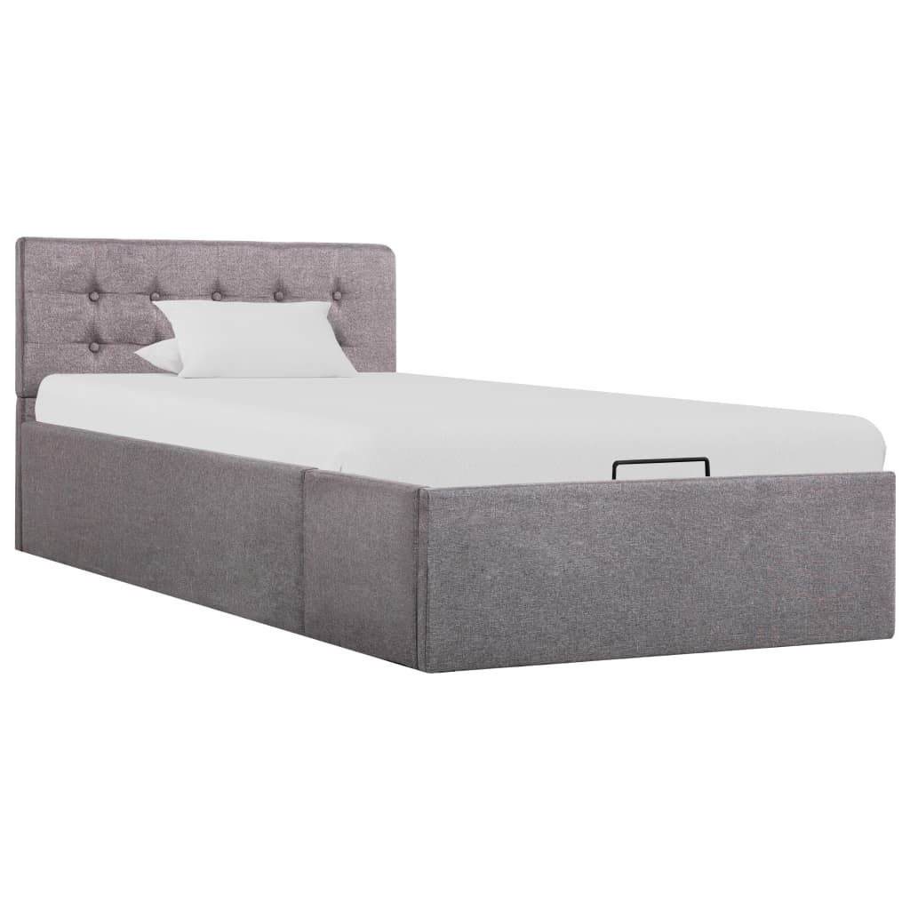 "WINTER SALE" Stauraumbett Einzelbett - Gästezimmer - Hydraulisch Taupe Stoff 90×200 cm - Polsterbett Klassische Betten NEU1157726