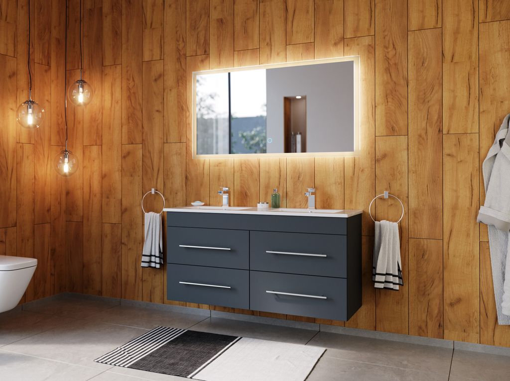 Badmöbelset Helios 2-teilig LED Spiegel grafit : Grafit Varianten: Grafit