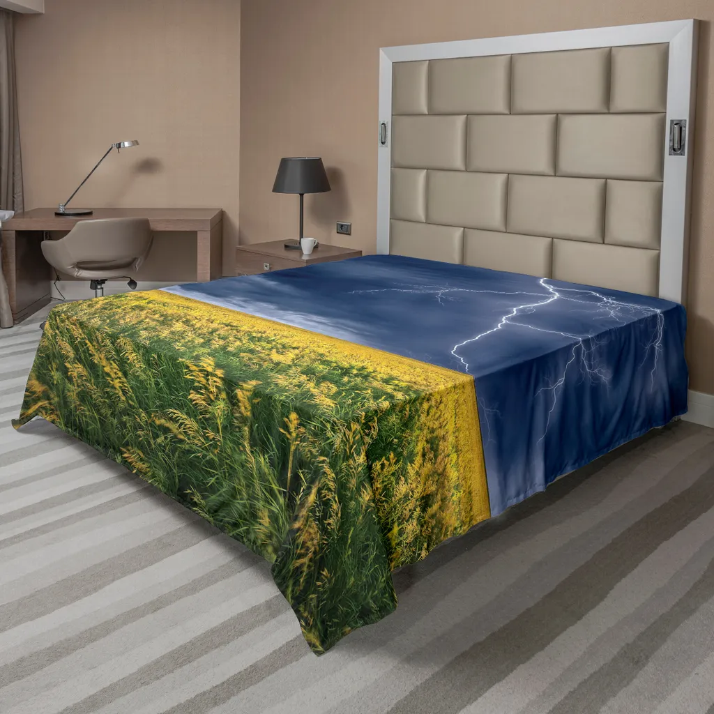 Drap de Lit Supérieur Doux Thème Nature Électrique 244x205cm Multicolore