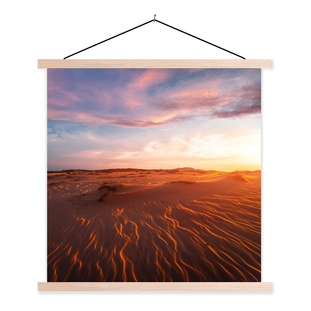 MuchoWow Textilposter Sand - Landschaft - Himmel - Wüste 60x60 cm mit holzfarbenen Rahmen - Wanddekoration