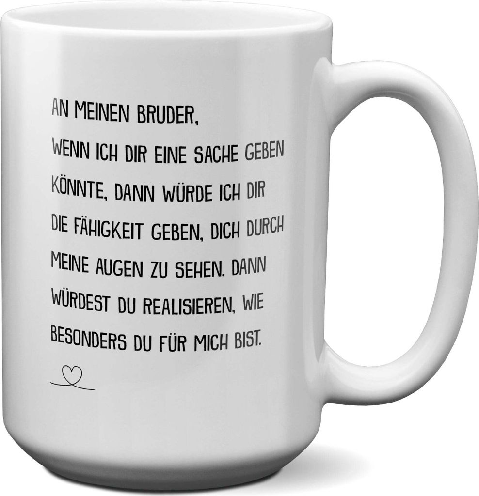 22Feels XL Tasse Bruder Geschenk Geburtstag Weihnachten Geschwister Jungs Männer Haferl Teenager Bruderherz Geschenkidee Bürotasse