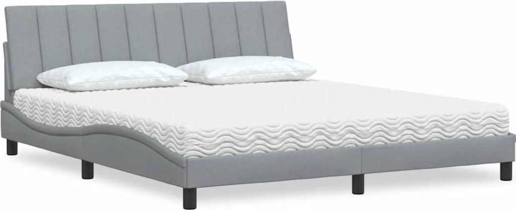 Möbel Bett mit Matratze Hellgrau 180x200 cm Stoff - Klassische Betten 3310545
