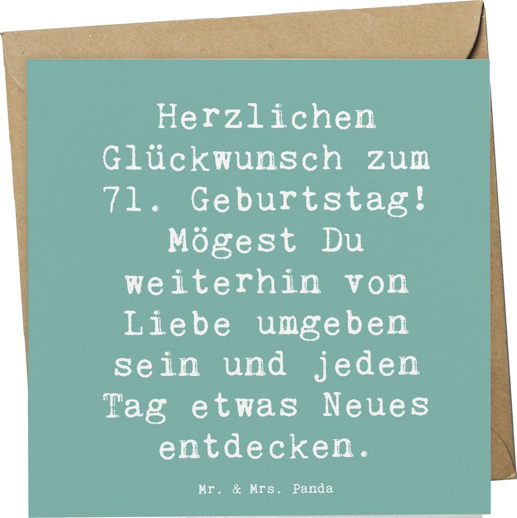 Mr. & Mrs. Panda Glückwunschkarte Spruch 71. Geburtstag Freude - Meeresbrise - Geschenk, Geschenke, Happy Birthday, glückliche und gesunde Jahre,...