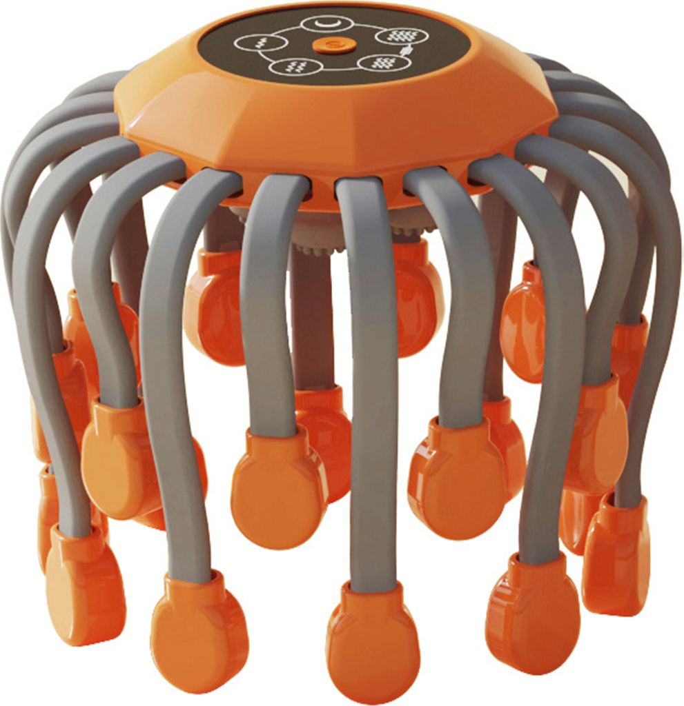 Elektrisches Kopfmassagegerät mit 20 unabhängigen Massageknoten, intelligentem Timing, 5 Modi, 360-Grad verstellbares Octopus-Kopfhautmassagegerät