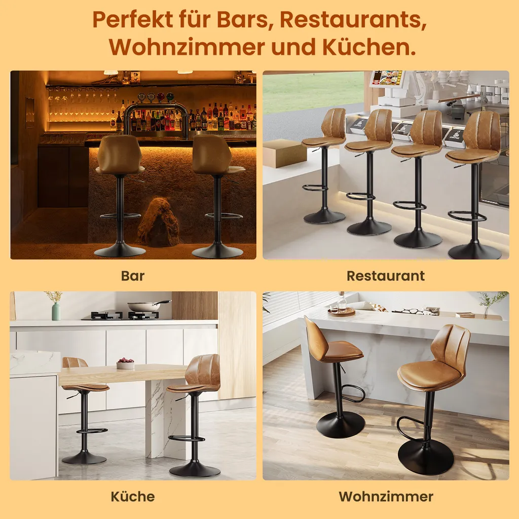 Tabourets Bar Confortables Réglables, Pivotants, Support 120kg - 3