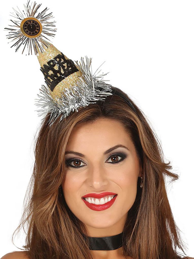 ' Happy new Year ' Schwarze goldene Hütchen glitzer 20cm Produktbild 