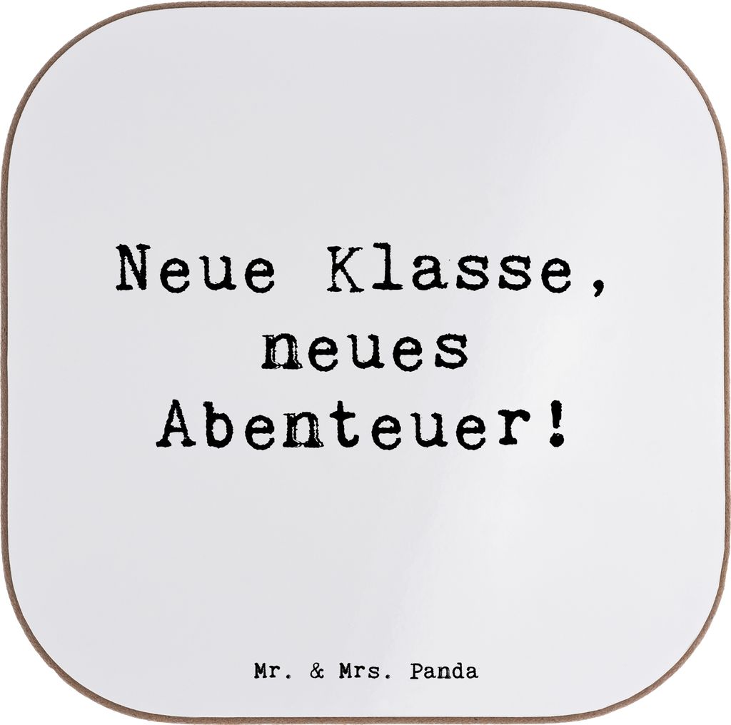 Mr. & Mrs. Panda Untersetzer Glas Spruch Erster Schultag Abenteuer - Weiß - Geschenk, Unterstützung, neues, positive Energie, neue Klasse, Tischs...