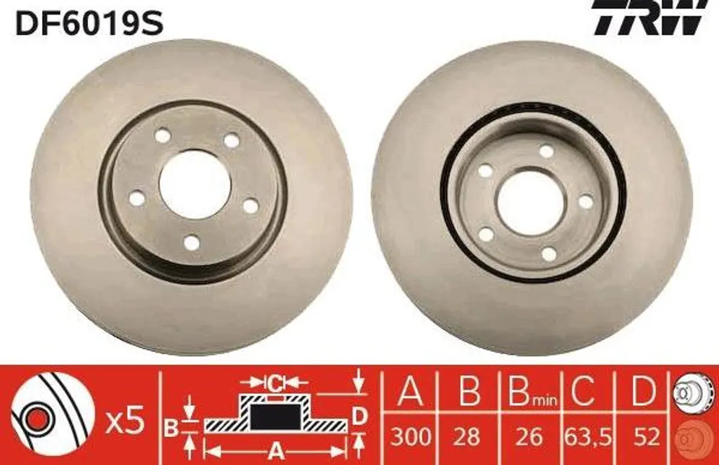 Disque de frein TRW DF6019S haute performance OE 1500159 pour Mondeo IV