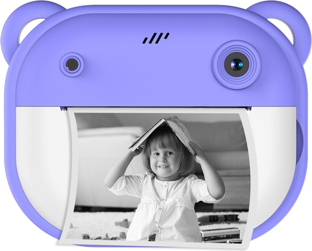 Sofortbildkamera fuer Kinder, Kinderkamera, 1080P-Digitalkamera mit Doppelobjektiv, 2-Zoll-Bildschirm, eingebauter Akku, Bilderrahmen, Thermodruckp...