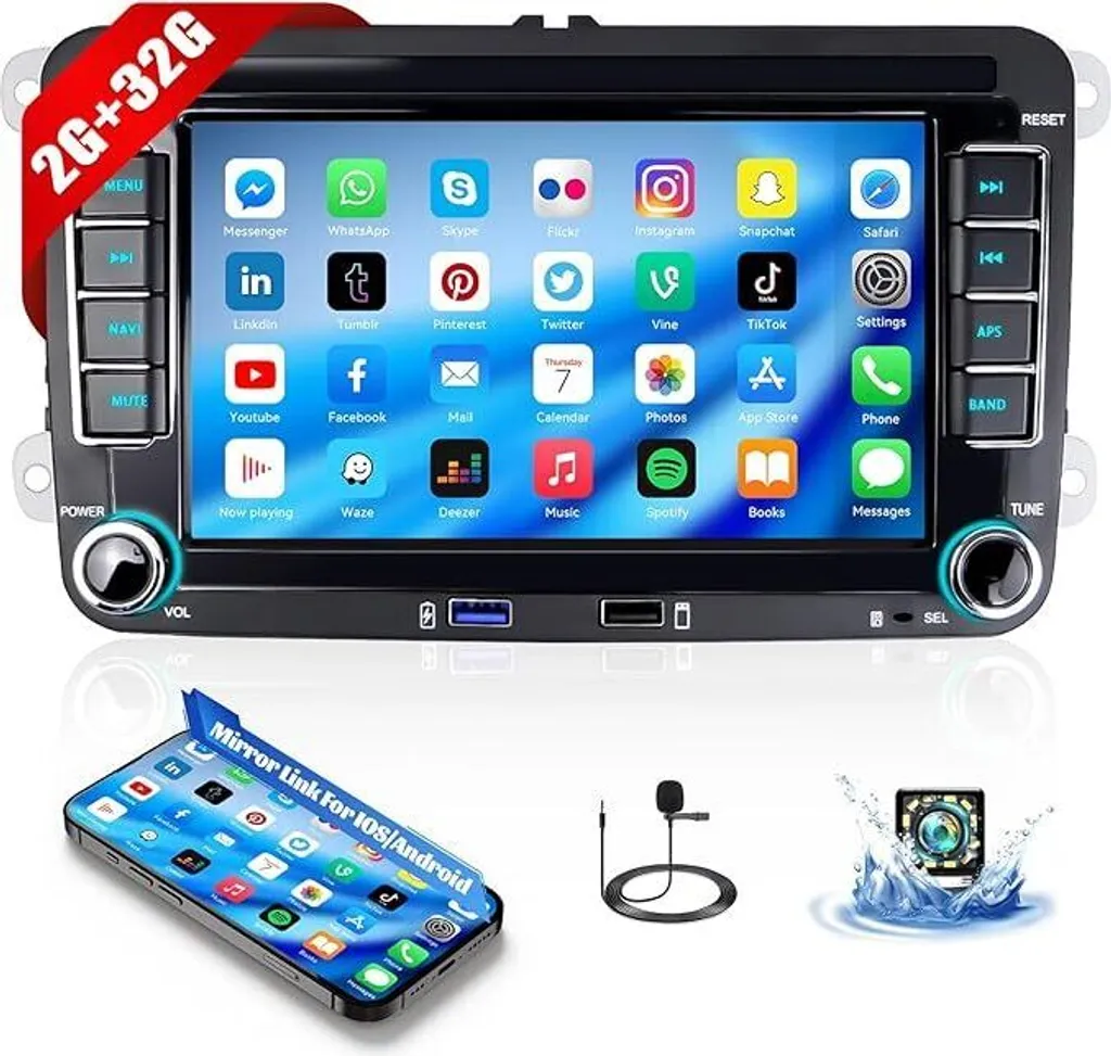 Poste Radio Voiture 7 Pouces Tactile pour Touran et Golf 6 avec EQ
