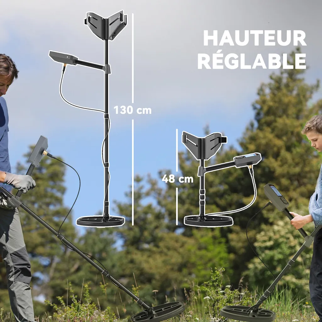 Détecteur de métaux professionnel Outsunny haute précision puce DSP