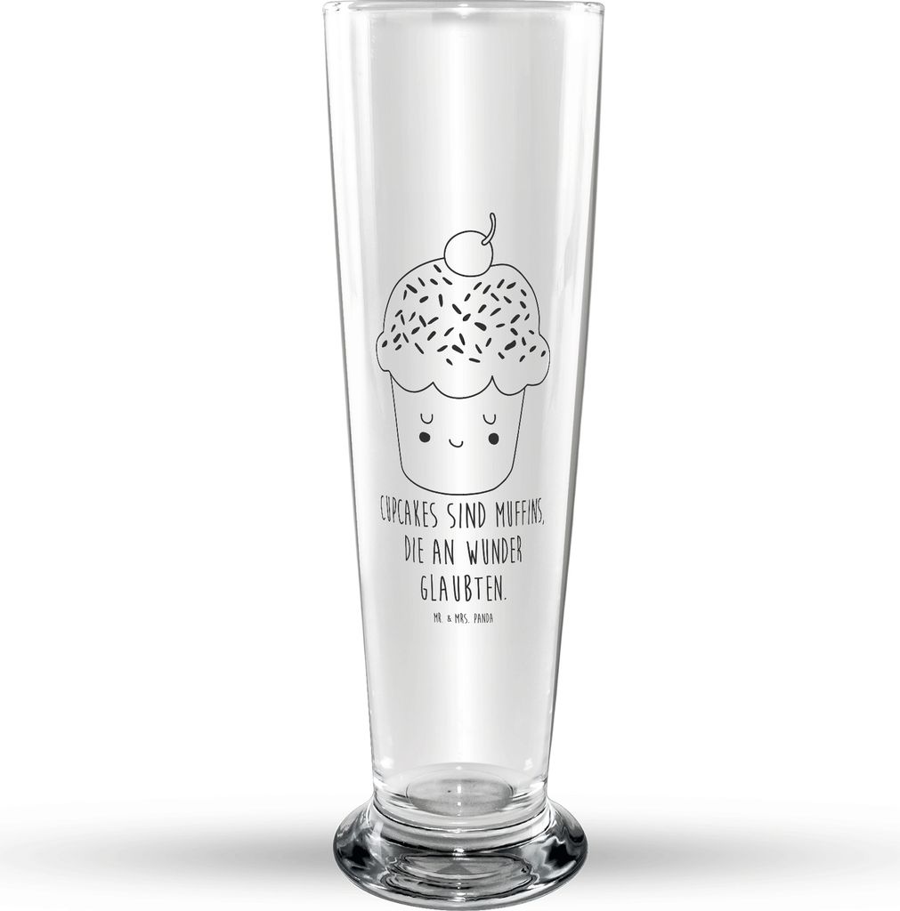 Mr. & Mrs. Panda Bierglas Cupcake - Transparent - Geschenk, Backen, Muffin, Motivation Sprüche, Bier Glas, Trinkglas, Glasbierglas, Glasbecher, K...