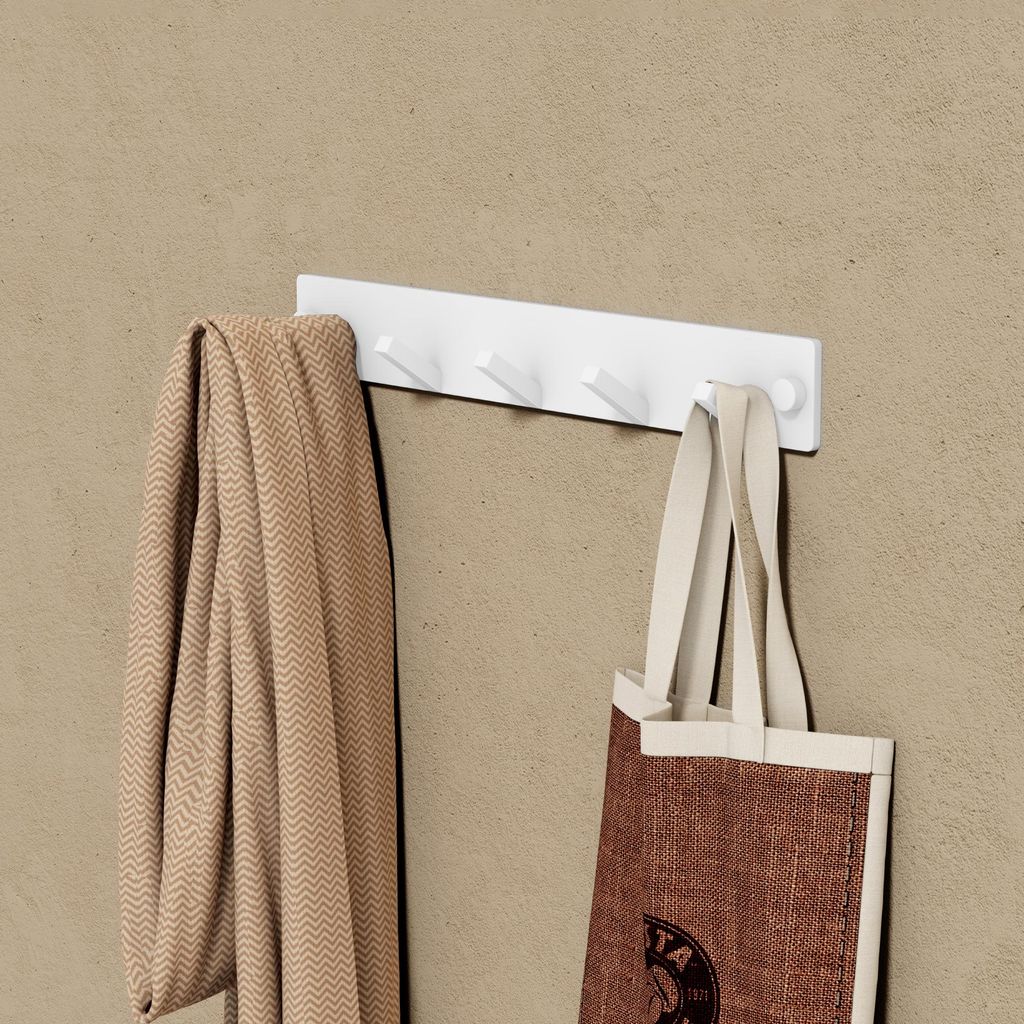 doporro Garderobenhaken Edelstahl, Kleiderhaken Wand mit 5 Haken, selbstklebend & ohne Bohren Matt Weiß für Jacken, Handtücher Stalo-05