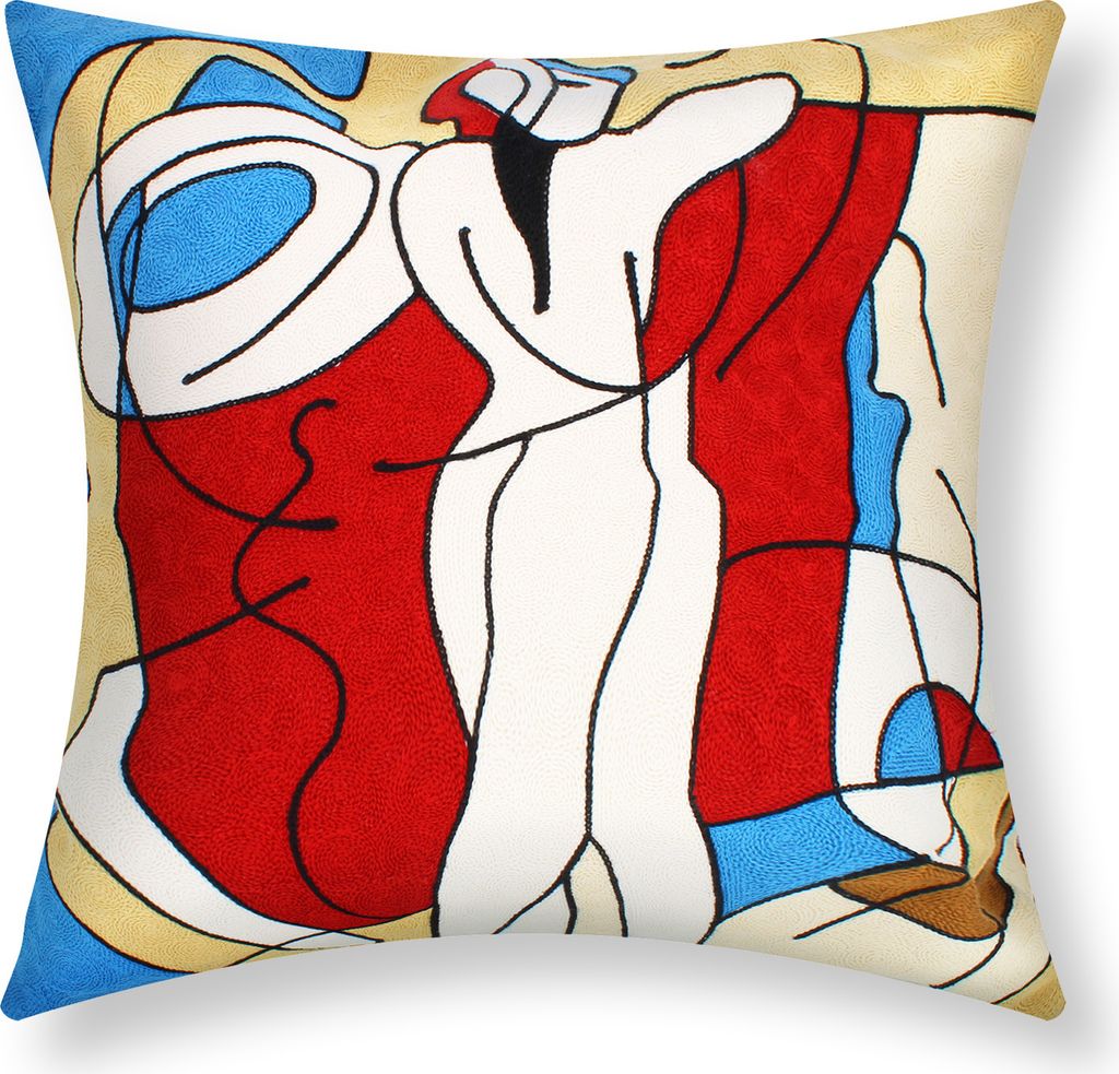 2er Set Kissenbezüge 45x45cm bestickt Art Melodia