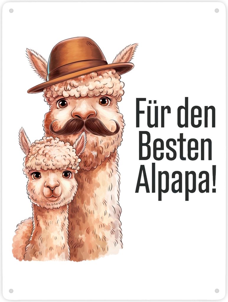 Für den besten ALPAPA! Metallschild XXL in 28x38 cm - Alpaka Papa