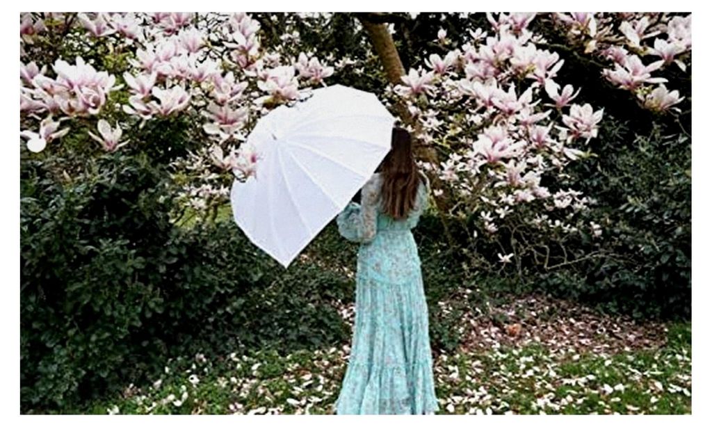 Regenschirm für Damen, Sonnenschirm, Brautschirm, Hochzeitsschirm Herz in Weiß