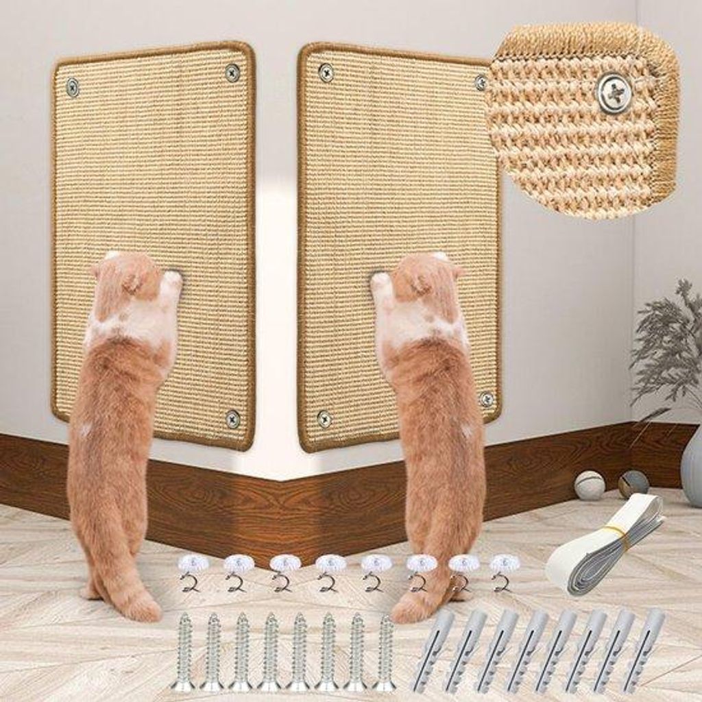 Sisal-Krabmaten 2er-Pack, 60 x 40 cm, Beige, für Katzen, für Möbel, Türen, Schutz vor Kratzer