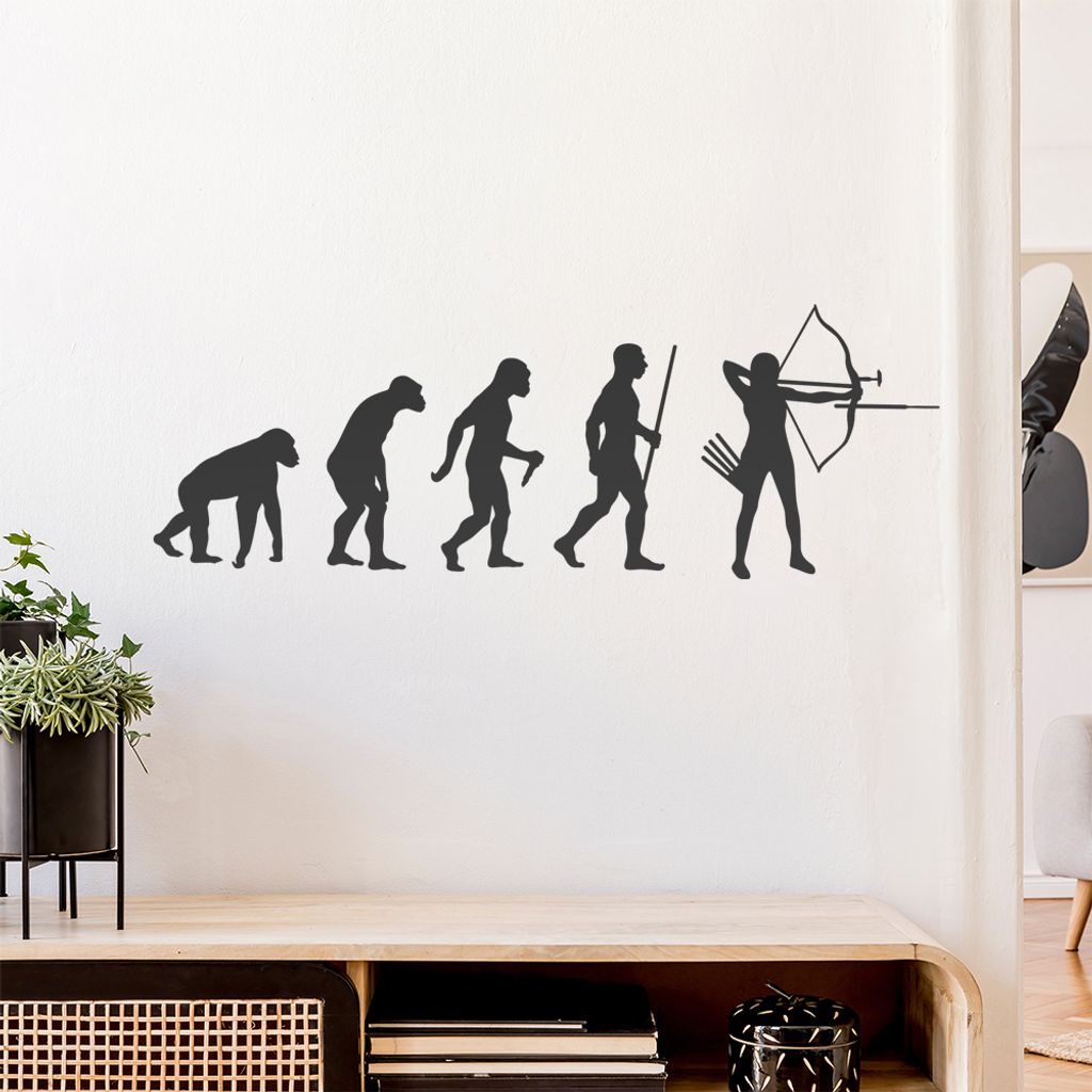 Bogenschießen Evolution Wandtattoo Wandaufkleber Wall Sticker - Dekoration, Küche, Wohnzimmer, Schlafzimmer, Badezimmer