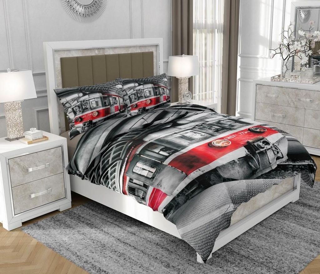 Bettwäsche 140x200 cm + 2x70x80 cm, 3-teilig, 100% Baumwolle, Satin, Reißverschluss, Bunt - SOVIO | So.0139