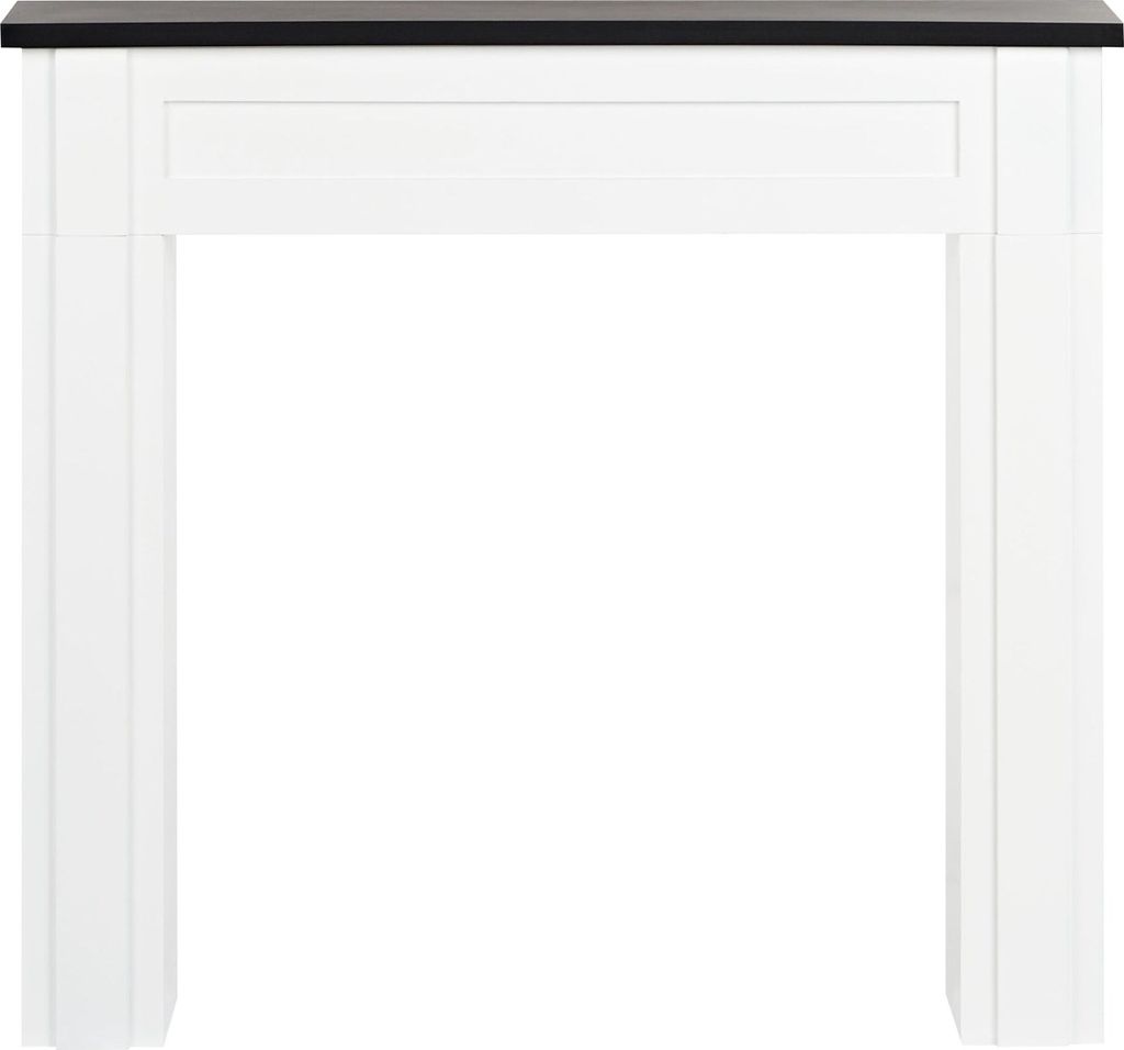 BELIANI Kaminumrandung Weiß u. Schwarz MDF-Platte mit Sockel Schmal Retro Stil Klassisch Kaminkonsole Kaminattrappe Wohnzimmer Schlafzimmer Flur