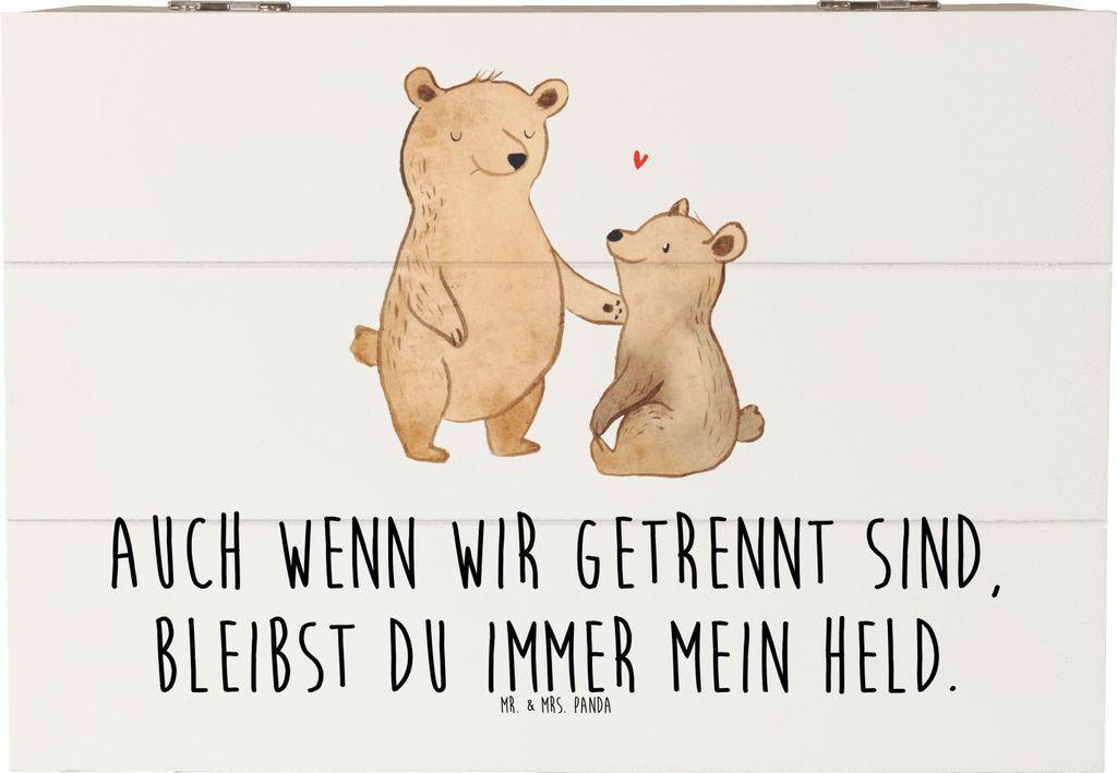 Mr. & Mrs. Panda Holzkiste Trennung von den Eltern Held 22 x 15 cm - Weiß - Geschenk, Inspiration, Kraft, Box, Kiste, Hoffnung, getrennt, wahre He...