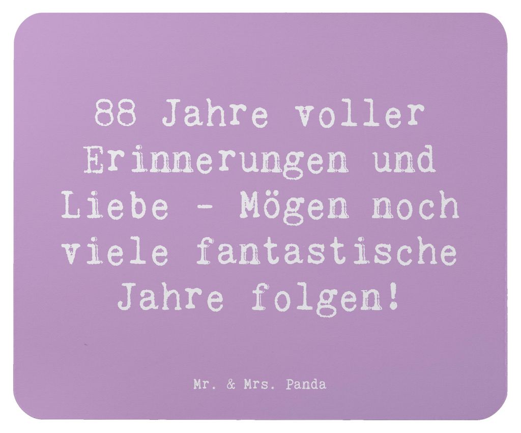 Mr. & Mrs. Panda Mousepad Spruch 88. Geburtstag Erinnerungen - Lavendeltraum - Geschenk, pc mauspad, Glückwunsch, mousematte, Happy Birthday, Mous...