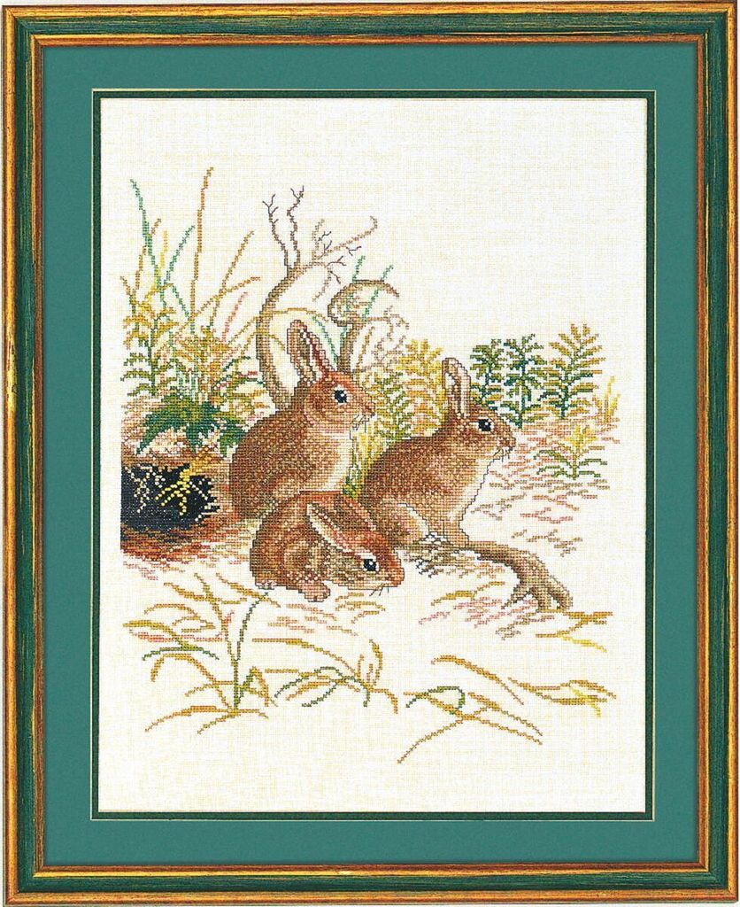 Eva Rosenstand Kreuzstich Set "3 Hasen", Zählmuster, 40x50cm