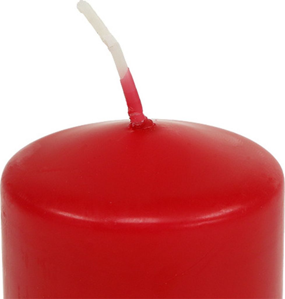 Stumpenkerze Rot 70/60 – 16er Set für Deko, Events & Festlichkeiten, Zylinderkerzen mit Herz, 16 Stück