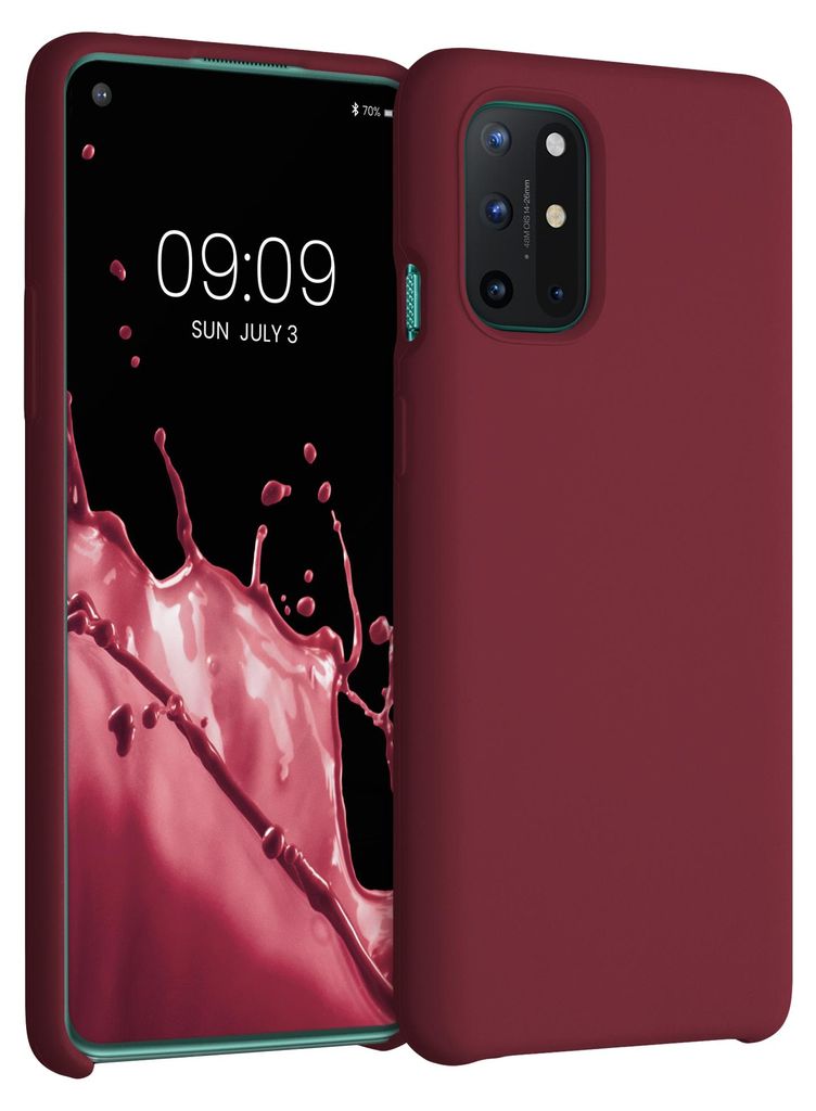 kwmobile Handyhülle für OnePlus 8T Hülle - Case Silikon - Kabelloses Laden - Schutzhülle Cover in Rhabarber Rot