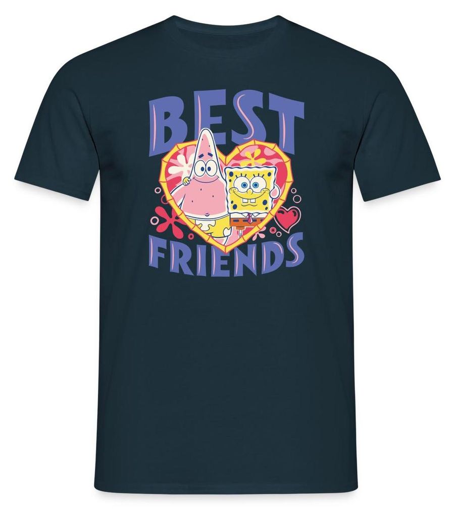 Spreadshirt Spongebob Schwammkopf Und Patrick Beste Freunde Männer T-Shirt, M, Navy