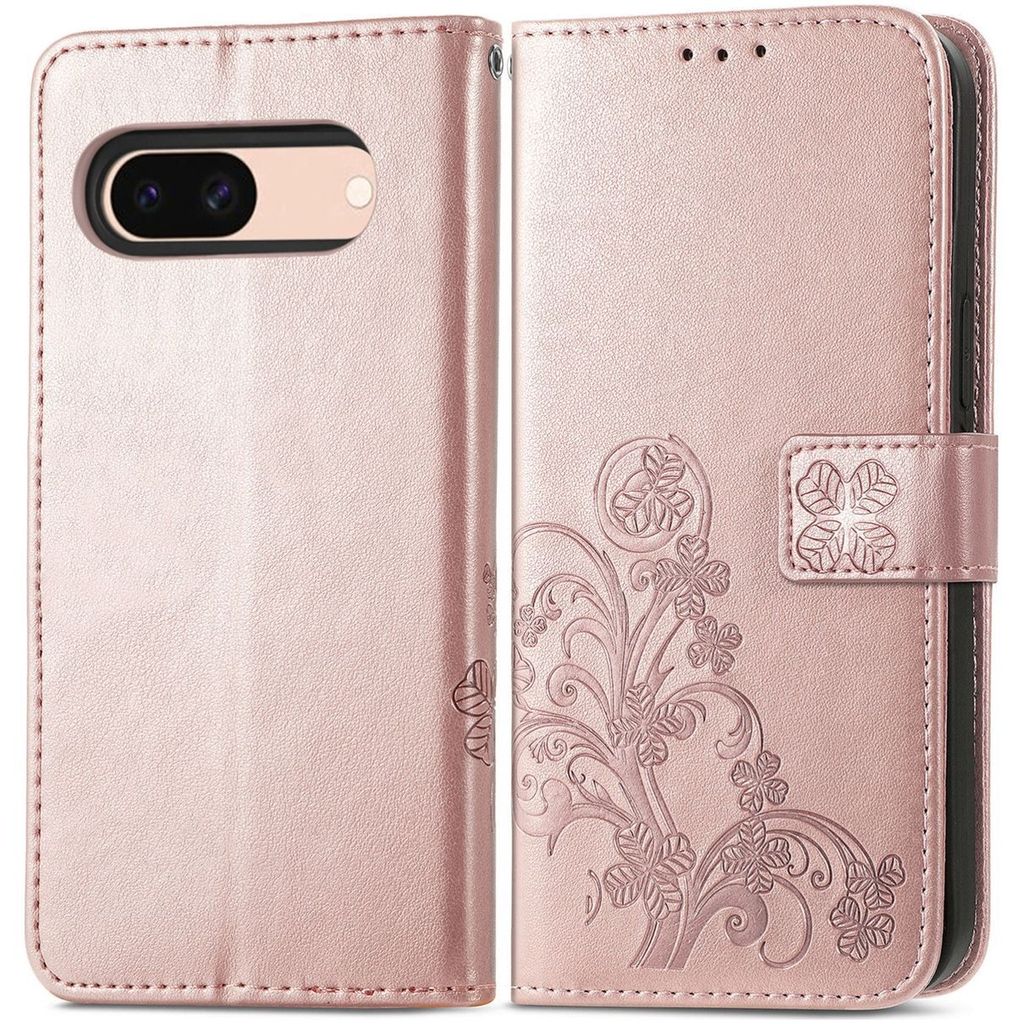 Mobigear Clover Google Pixel 8a Hülle Klapphülle Geldbörse - Roségold