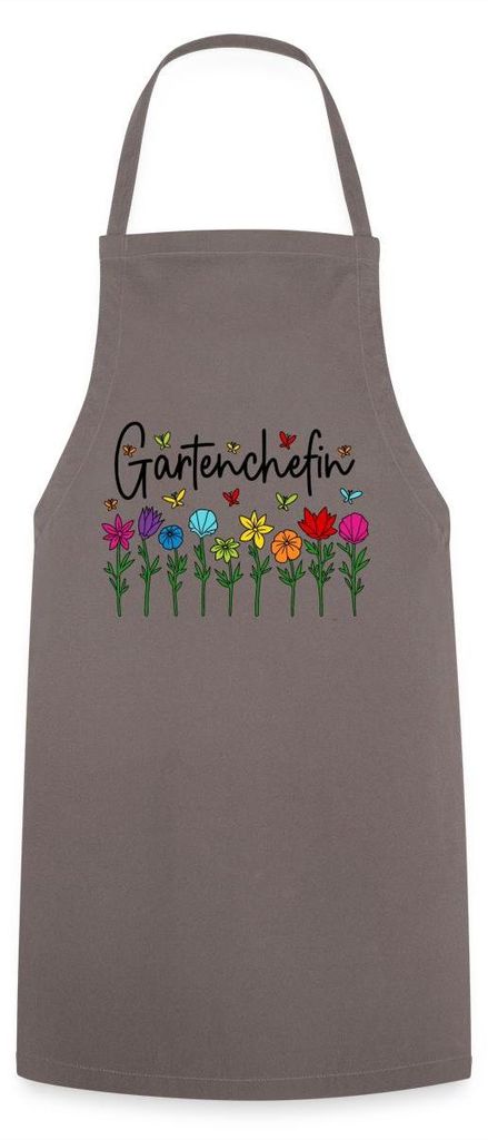 Spreadshirt Gartenchefin Garten Gartenarbeit Blumen Kochschürze, One size, Grau